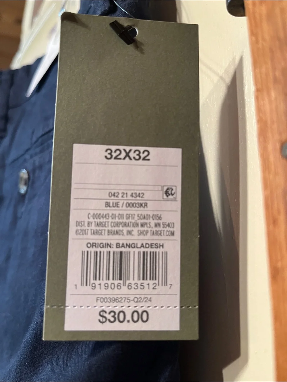 Goodfellow & Co Navy Blue Chino Pants 32x32 slim chino NWT